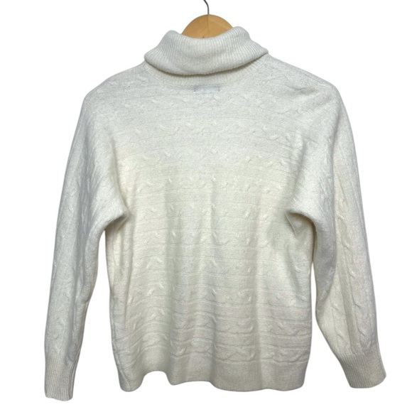 Bianco & Blu Italy | Merino Wool/Cashmere Blend Long Sleeve White Turtleneck | M - Picture 4 of 4